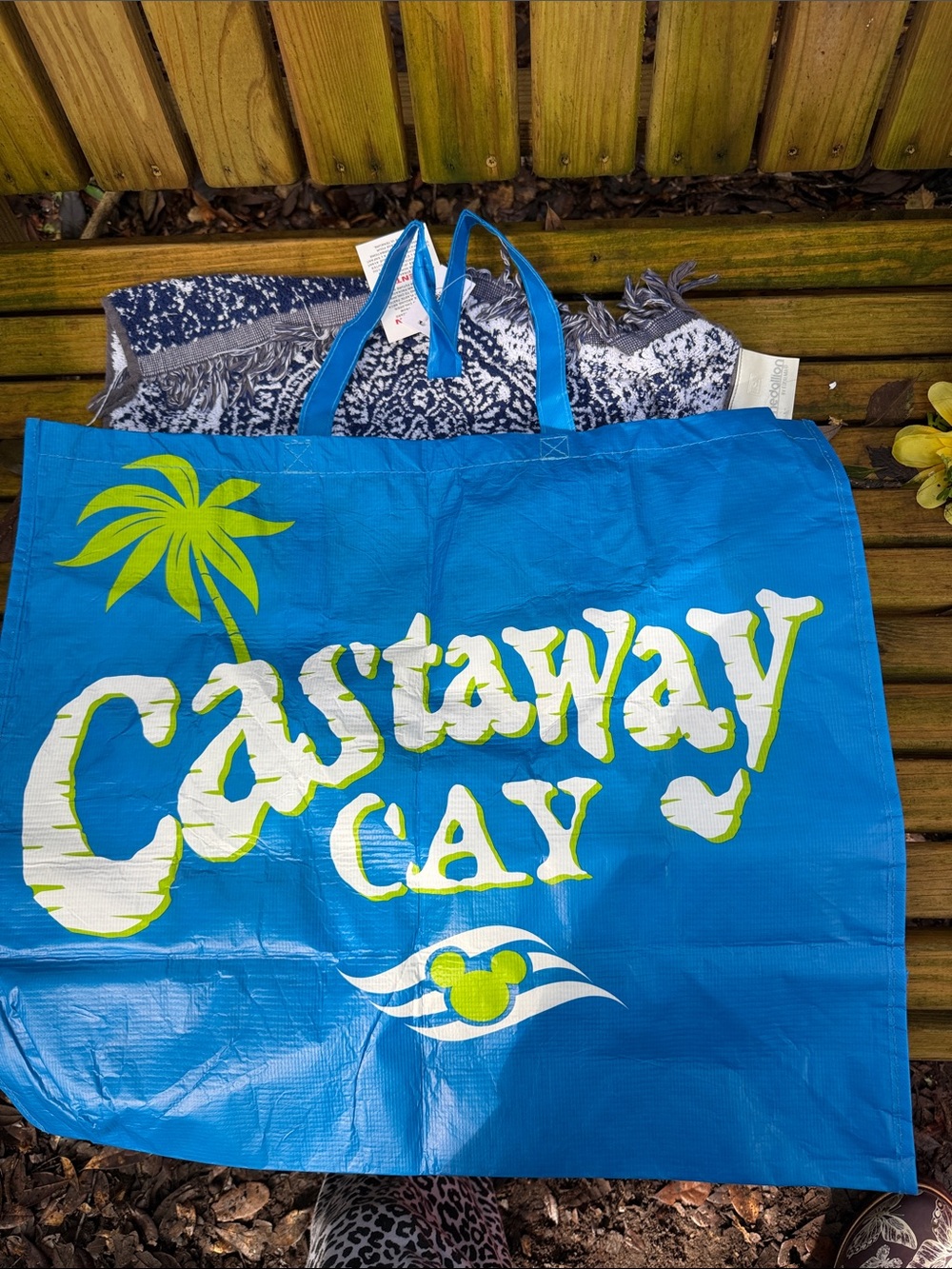 Disney Blue and White castaway cay Beach Tote